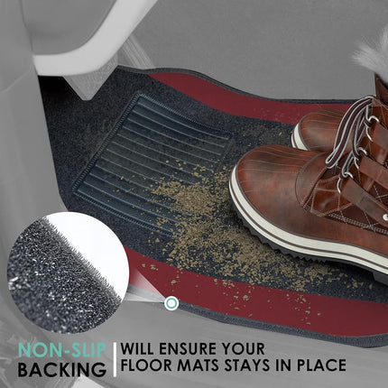 FH Group F14407BURGUNDY Universal Fit Premium Carpet Burgundy Automotive Floor Mats fits most Cars, SUVs, and Trucks with Driver Heel Pad, Full Set
