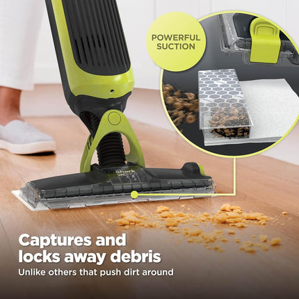 Shark VACMOP Cordless Hard Floor Vacuum Mop Includes 2 Disposable VACMOP Pads and a 12oz VACMOP Solution, Charcoal Gray, VM180