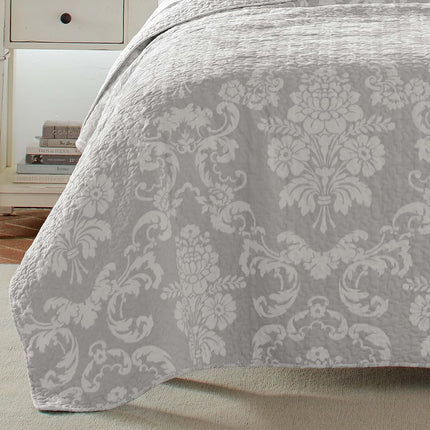 Laura Ashley Cotton Reversible Bedding with Matching Shams, Lightweight Home Decor Ideal for All Seasons, Venetia Grey, Twin Quilt