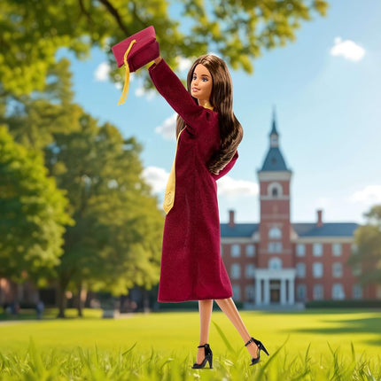 Barbie Signature Graduation Wishes Fashion Doll with Burgundy Robe & Tassel Cap, Collectible Toy in Giftable Packaging, JJX81