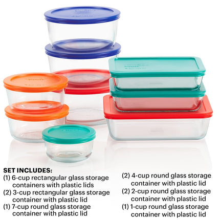 Pyrex 18 Piece Simply Store Food Storage Set, Clear