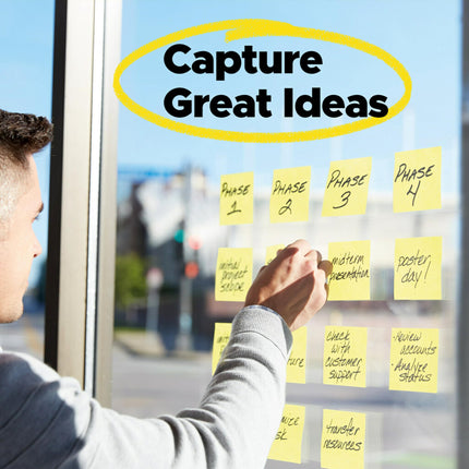 Post it Notes Super Sticky Z-Notes, 76mm x 76mm, Canary Yellow, 6 pads, 90 sheets per pad