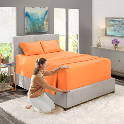 Nestl Twin Bed Sheet Set - Light Orange - 3-Piece Extra Deep Pocket