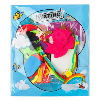 WATINC 12Pcs Hand Puppet Making Kit for Kids Art Craft Felt Sock Puppet Creative DIY Make Your Own Puppets Pipe Cleaners Pompoms Storytelling Role Play Party Supplies for Girls Boys