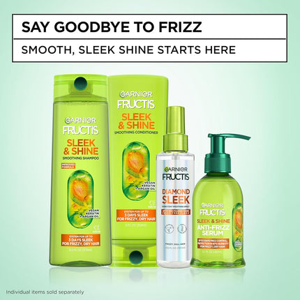 Garnier Fructis Sleek & Shine Shampoo, Conditioner + Anti-Frizz Serum Set for Frizzy, Dry Hair, Argan Oil (3 Items), 1 Kit (Packaging May Vary)