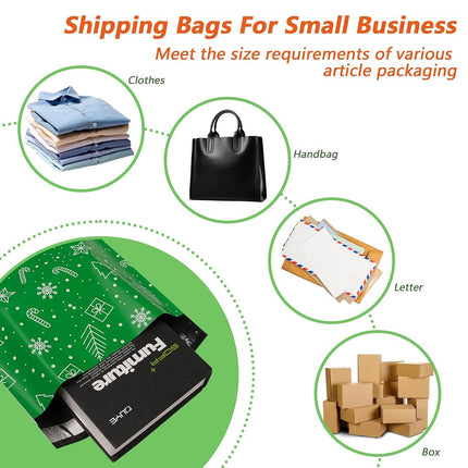 Poly Mailers 10x13 Inch, 100 Pack, Christmas Self-Seal Shipping Bags