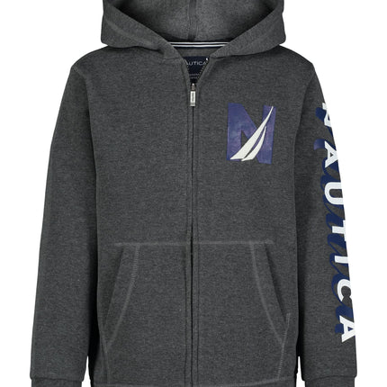 Nautica Boys' Long Sleeve Fleece Full Zip Hoodie, 