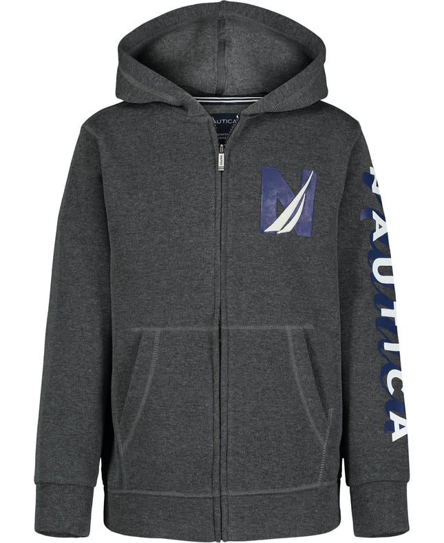 Nautica Boys' Long Sleeve Fleece Full Zip Hoodie, 