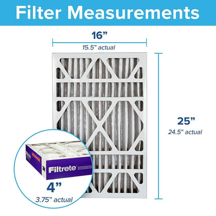 Filtrete 16x25x4(SlimFit), AC Furnace Air Filter, MPR 1550 DP, Healthy Living Ultra Allergen Deep Pleat, 2-Pack (actual dimensions 15.5 x 24.5 x 3.75)