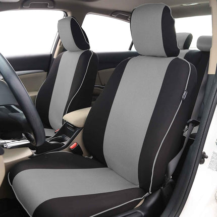 FH GROUP FH-FB063128 Three Row Cloth Car Seat Covers with Piping Airbag & Split Ready Gray / Black- Fit Most Car, Truck, Suv, or Van