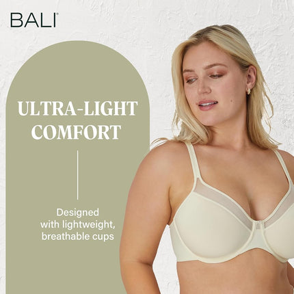 Bali Women's One Smooth U Ultra Illusion Neckline Underwire Bra, Light Beige, 36D