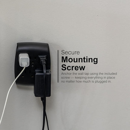 GE 6-Outlet Extender Wall Tap, Grounded Adapter, Charging Station, 3-Prong, Secure Install, ETL Listed, Black, 54840