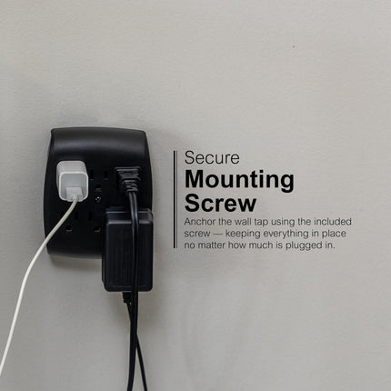 GE 6-Outlet Extender Wall Tap, Grounded Adapter, Charging Station, 3-Prong, Secure Install, ETL Listed, Black, 54840