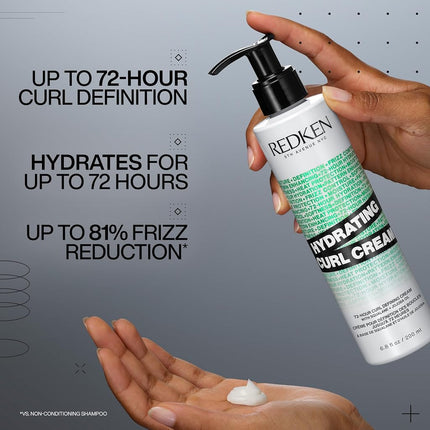 REDKEN Hydrating Curl Cream - 72-Hour Curl Definition, Heat Protection up to 450°F, Silicone-Free & Paraben-Free