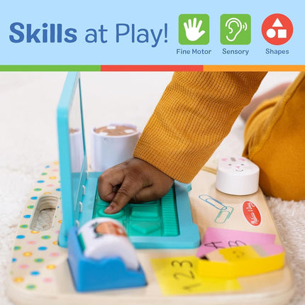 Melissa & Doug Wooden Work & Play Desktop Activity Board | Sensory Toys for Boys & Girls | 12+ Months - FSC Certified