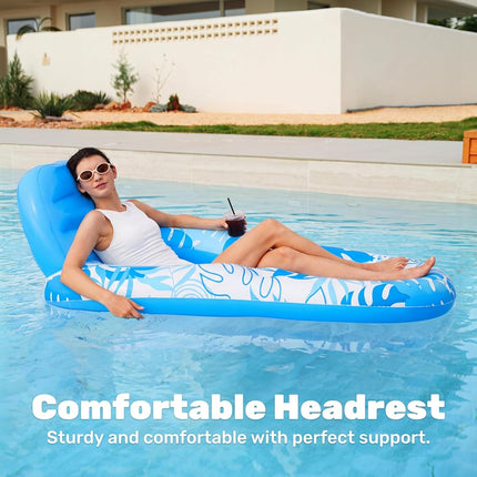 SLOOSH Inflatable Pool Floats Lounger Adult, Pool Float Lounge Raft Floaties Water Floating Recliner Chair with Cup Holders Foot Rest Swimming Floaty