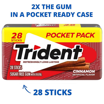 Trident Cinnamon Sugar Free Gum, 6 Pocket Packs of 28 Pieces (168 Total Pieces)