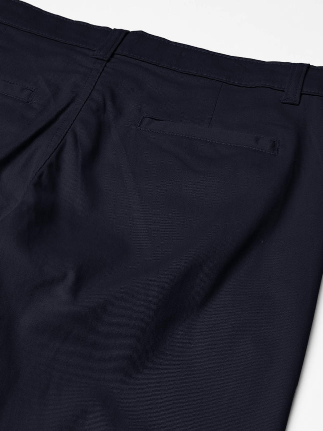 Pantalón chino caqui de sarga elástica con parte delantera plana para niños Nautica, azul marino, 20 Husky