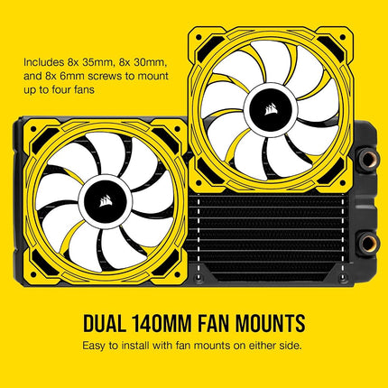 Corsair Hydro X Series, XR5 280 mm Water Cooling Radiator (Dual 140 mm Fan Mounts, Easy Installation, Premium Copper Construction, Polyurethane Coating, Integrated Fan Screw Guides) Black