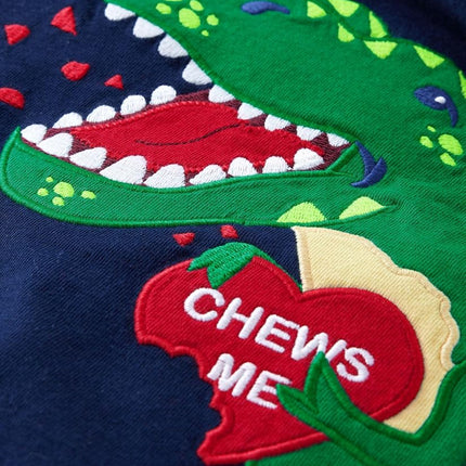 Gymboree Boys' and Toddler Embroidered Graphic Long Sleeve T-Shirts, Vday Dino, 5T