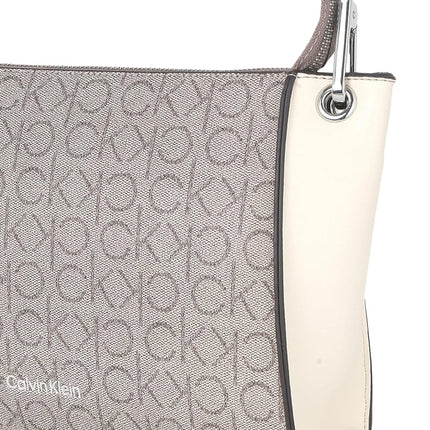 Calvin Klein Women's Reyna Crossbody, Almond/Taupe/White Logo, One Size