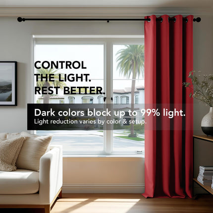 Deconovo Blackout Grommet Curtains � Thermal Insulated, Noise-Reducing, Sustainable & Easy-Care Drapes for Bedroom, Living Room & Office � Oeko-TEX Certified, Red, 52W x 45L Inch (Set of 2)
