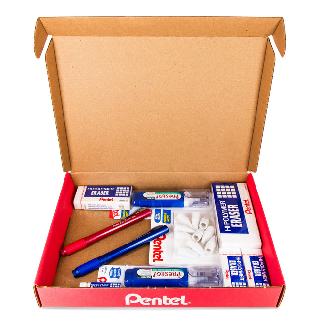 Pentel Correction Collection Box Set, Variety Eraser Sizes/Types + Correction Pen Bundle, 19 Piece Assortment (CORRBOX)