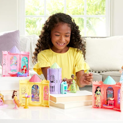 Mattel Disney Princess Tower Surprise Small Dolls & Accessories, Stacking Playsets with 4 Surprises & Friend from Disney Movies (Styles May Vary)