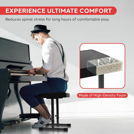 Pyle Adjustable Padded Keyboard Bench Soft Cushioned Piano Bench