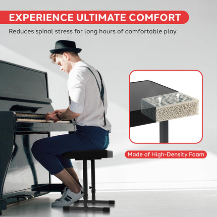 Pyle Adjustable Padded Keyboard Bench Soft Cushioned Piano Bench