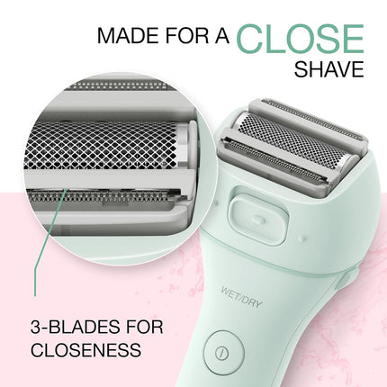 Panasonic Electric Bikini Trimmer, Women's Waterproof, Full-Body Cordless Electric Razors for Women with Bikini Attachments, 3 Hypoallergenic Blades, for Travel, Shower and Everyday Use - ES-AWL6AG