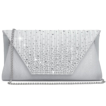 Dasein Bolso de Noche para Mujer Brillo Diamante de Imitación Boda Bolso de Noche Cristal Sobre Embrague Bandolera Bolsos de Hombro, Plateado, S (25.9 cm An. x 12.7 cm Al. x 5.1 cm Pr.)
