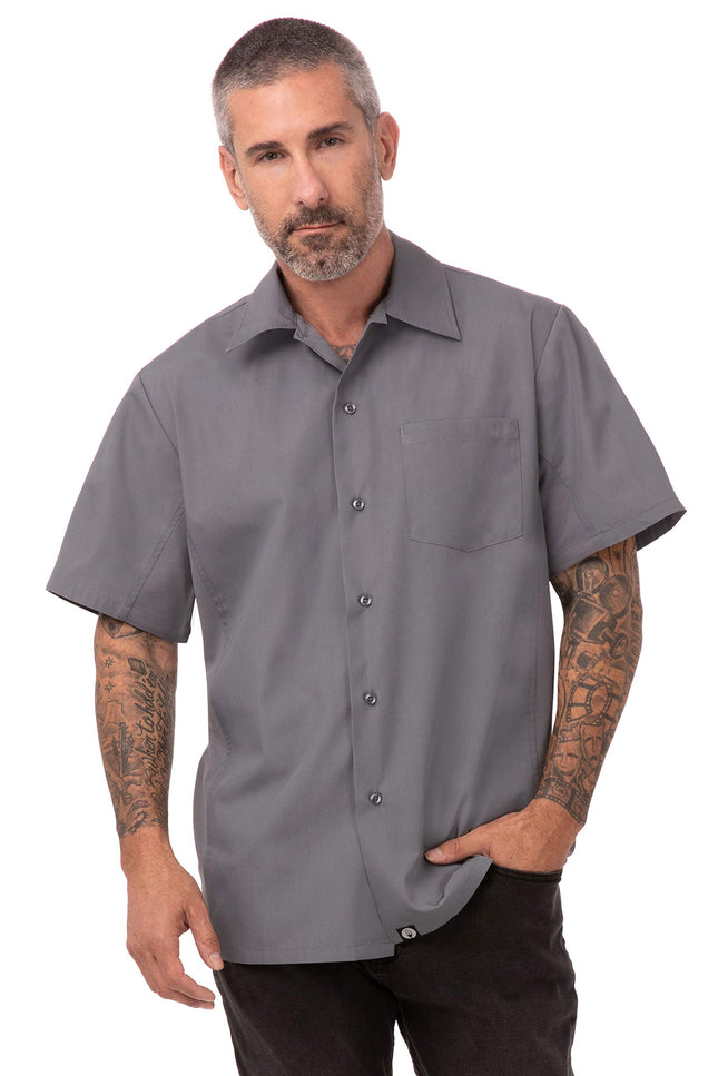 Chef Works Men's Cool Vent Cook Shirt, Gray, XXXXX