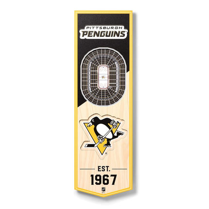 YouTheFan NHL Pittsburgh Penguins - PPG Paints Arena 3D Banner, Team Colors, 6" x 19"
