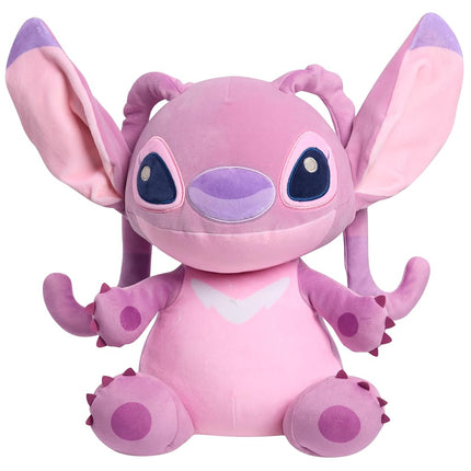 Disney Stitch Comfort Weighted Plush Angel, Officially Licensed, 14-inch Stuffed Animal, Super Soft Snuggly Stretchy Fabric, Alien, Pink, Kids Toys for Ages 3 Up by Just Play