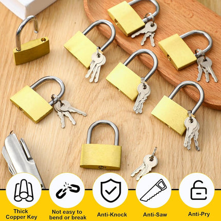 Yaocom 18 Pcs Solid Brass Keyed Padlock, Small Yellow Gym Lock, Strong Padlock with Same Key for Luggage Toolbox (40mm 1-9/16")