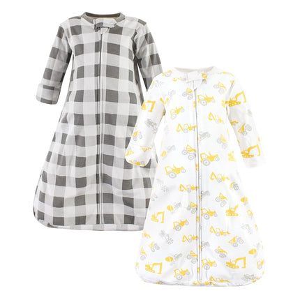 Hudson Baby Saco de Dormir, Manta y Saco de Algodón de Manga Larga, Vehículos de Construcción, 18-24 Meses