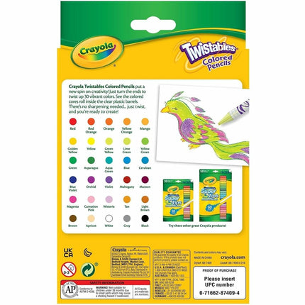 Crayola Twistables Colored Pencils, Always Sharp, Art Tools for Kids, 30 Count