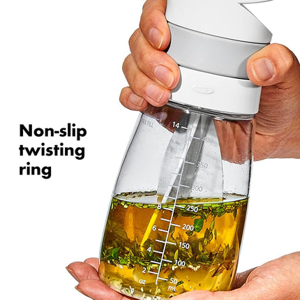 OXO Good Grips Twist & Pour Salad Dressing Mixer, Gray, 14 Ounces, 0.44 qt