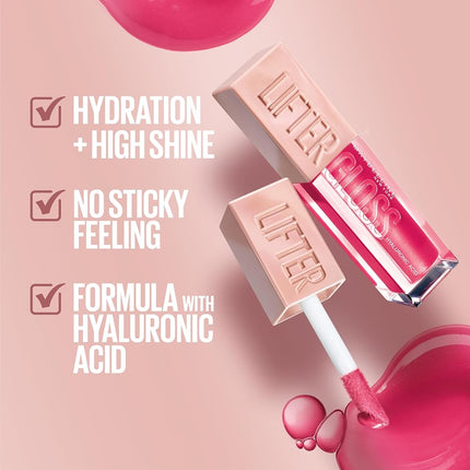 Maybelline Lifter Gloss Lip Gloss Makeup With Hyaluronic Acid, Hydrating, High Shine, Hydrated Lips, Fuller-Looking Lips, Topaz, 0.18 fl. oz.