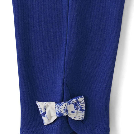 Gymboree Girls' and Toddler Capri Leggings, Navy with Bow Hem, 12-18 Months