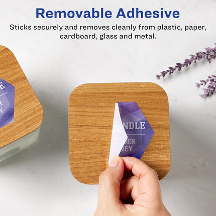Avery Matte White Removable Hexagon Labels with Sure Feed Technology, Print-to-The-Edge, 2-1/2" x 2-57/64", 300 Removable Labels, Laser/Inkjet Printable Labels