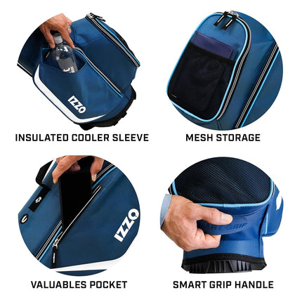 Sac de golf sur pied ultra-léger Izzo Golf Izzo avec double sangle et caractéristiques exclusives, bleu marine/bleu clair