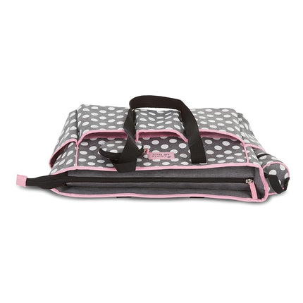 Disney Unisex Baby Cudlie Diaper Tote Moms | Large Spacious Travel Boy and Girl | 17-inch Multi-Functional Bag, Minnie Mouse Polka Dot Print