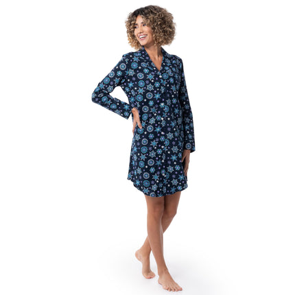 Fruit of the Loom Women's Flannel Sleep Shirt Pyjamas, Starflake, 4X