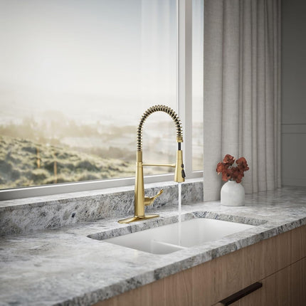 Kohler 22033-2MB Simplice Kitchen Sink Faucet, Vibrant Brushed Moderne Brass