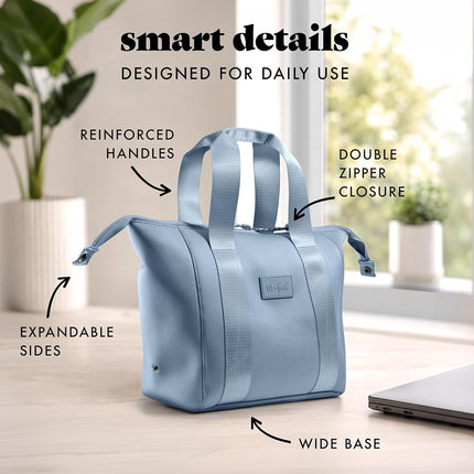 Fit & Fresh Remi Lunch Bag for Women Work – Neoprene Lunch Tote with Containers & Ice Pack, Reusable Meal Prep Lunch Box, Large Capacity, Machine Washable, Slate