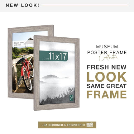 MCS Museum Poster Frame 11x17 Barnwood, Vertical & Horizontal Wall Hanging Large Picture Frame for Photos, Posters & Art Prints (1-Pack)