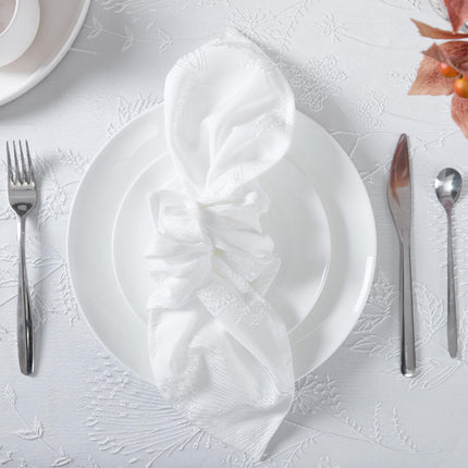 Laura Ashley Napkins Raised Woven Embroidered Jacquard Fabric, Wrinkle Resistant for Dining, Holiday, Party, Wedding or Banquet, Set of 6 Napkins, Cynthia White