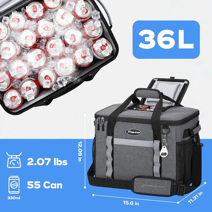 Maelstrom Soft Cooler Bag, Collapsible Leakproof Cooler for 55 Cans � Portable Ice Chest for Camping, Beach, Road Trips & Grocery Shopping, Gray